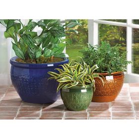 Colorful Jewel-Tone Flower Pot Set - Trio of Vibrant Planters for Home Decor