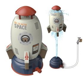 Rocket Sprinkler Sprinkler Spinning Flying Children's Outdoor Water Playing Toy Fun Interaction In Garden Lawn Watering Toys (Color: Light Grey)