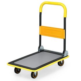 Household Heavy Duty Utility Rolling Cart (Color: Yellow, Type: Folding Platform Cart)