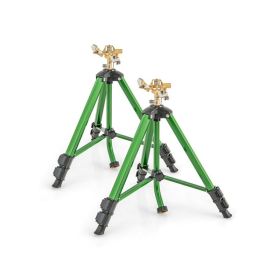 360 Degree Rotation Impact Sprinkler on Tripod Base Set of 2 (Color: Green, size: S)