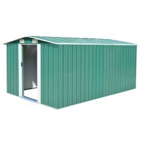 Garden Shed 101.2"x154.3"x71.3" Metal Green (Color: Green)