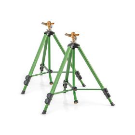 360 Degree Rotation Impact Sprinkler on Tripod Base Set of 2 (Color: Green, size: L)