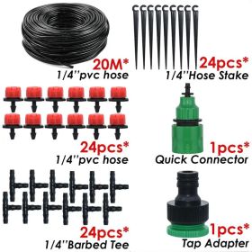 1pc Automatic Micro Drip Irrigation Watering System Kit Hose Home Garden & Adjustable Drippers Greenhouses Potted Grows (Model: 20m Single Outlet Suit)