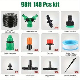 1 Set DIY Garden Drip Irrigation Hoses; Garden Watering System For Adjusting The Amount Of Drip Irrigation Spray; Saving Water And Time (Quantity: 30m Suit)